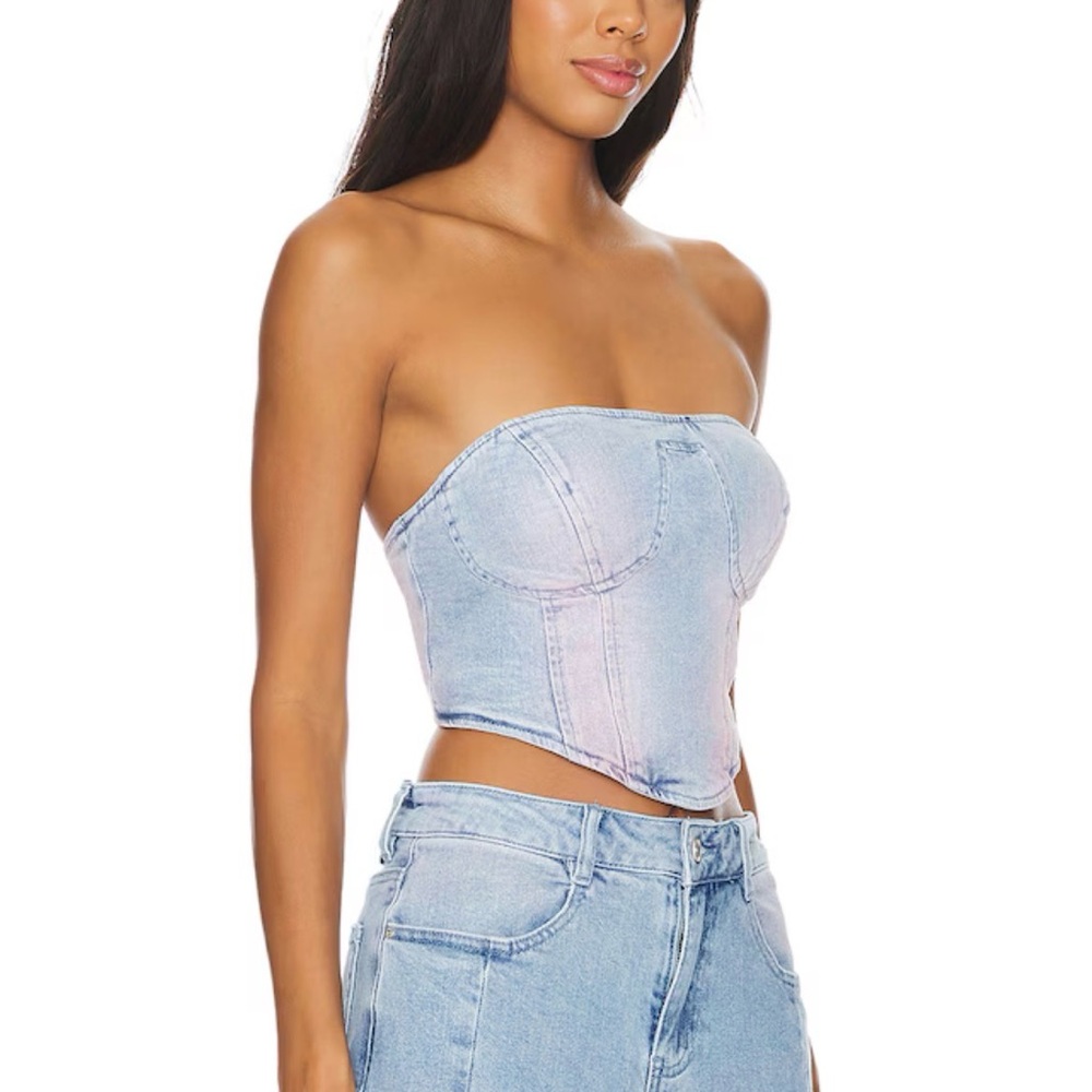 AFRM Reid Bustier – Blue Pink Denim Wash - Size Medium - NWT -$98